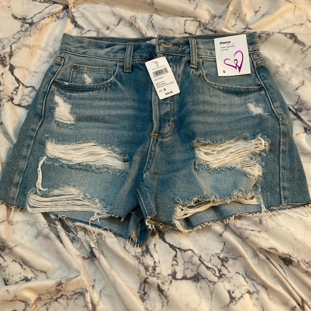 Windsor High Rise Distressed Denim Shorts